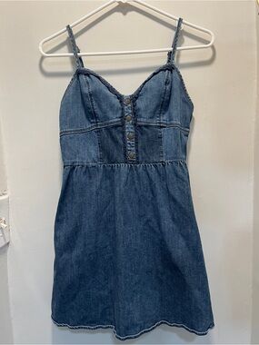 Forever 21 Dark Blue Denim Button-Front Mini Dress